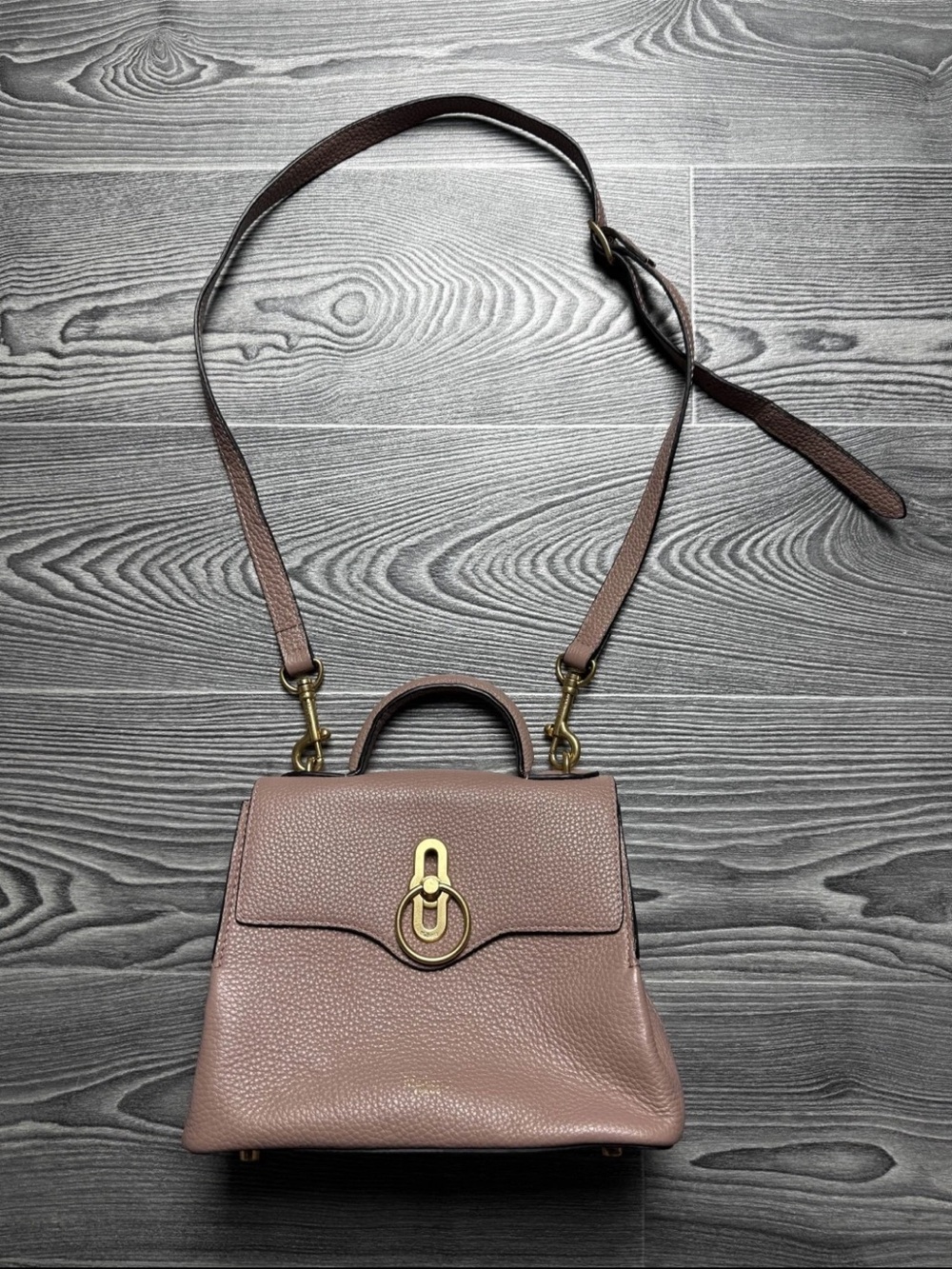 Mulberry Mauve Brown Leather Top-Handle Satchel with Gold Hardware